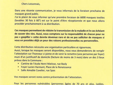 Distribution des masques.