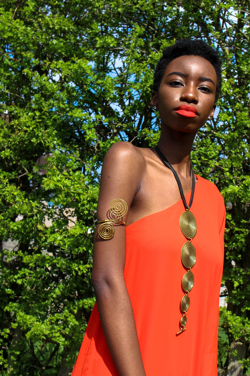 Thumbnail: Spiral long necklace & armlet set