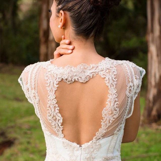 Lace back bridal gown