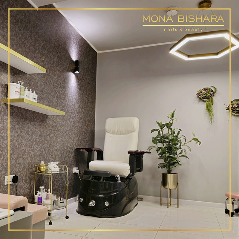 Modern pedicure chair at Mona Bishara Nails and Beauty.