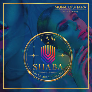 Mona Bishara Nails & Beauty SHABA 2026 finalist announcement graphic.