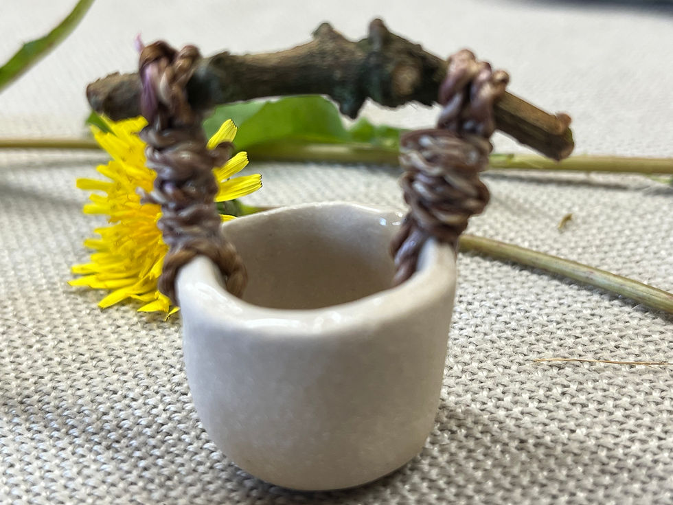 Miniaturebillede: Dandelion, Oak and Stoneware - Fairy Basket