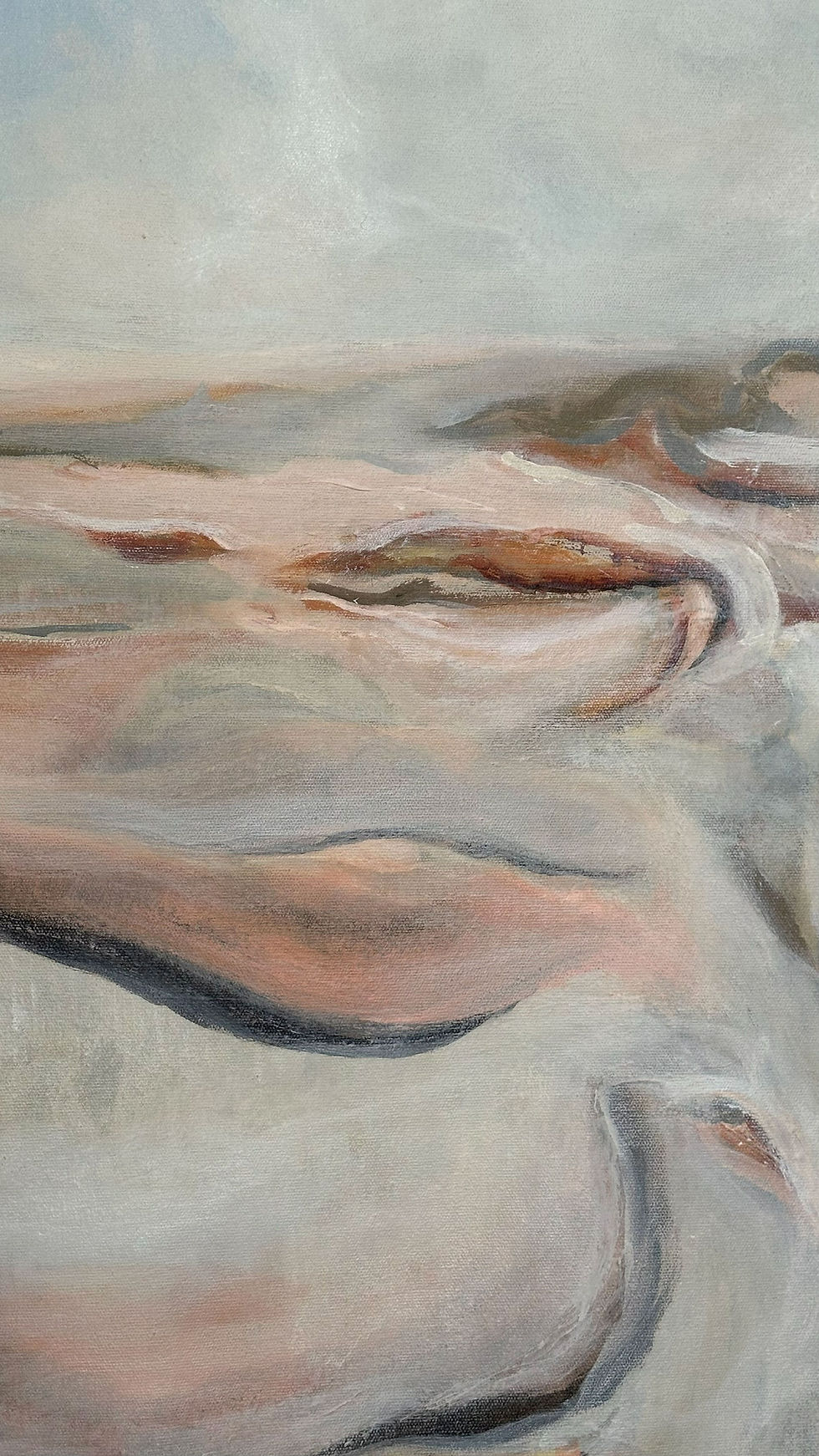 Thumbnail: Original abstract landscape painting with neutral beige, blush, gray and ivory tones, modern minimalist wall art.