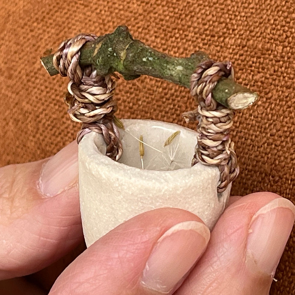 Miniaturebillede: Dandelion, Oak and Stoneware - Fairy Basket