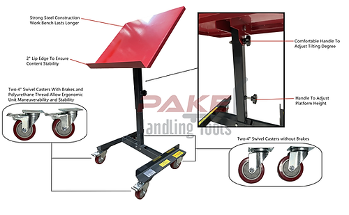 Thumbnail: Pake Handling Tools Tilting Work Stand, 150 lbs Cap. 22x21", 28 to 38" Height