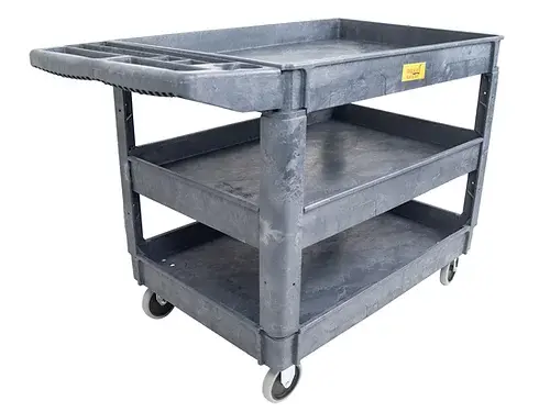 Plastic Utility Cart, 550lb., 45.5" x 25.6", 3 Shelves