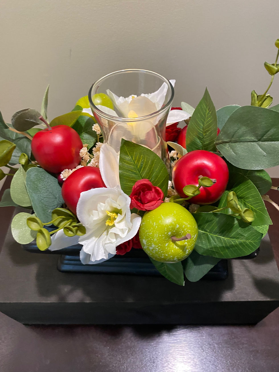Thumbnail: “Apple Blossoms” Home Centerpiece with LED candle and candle holder