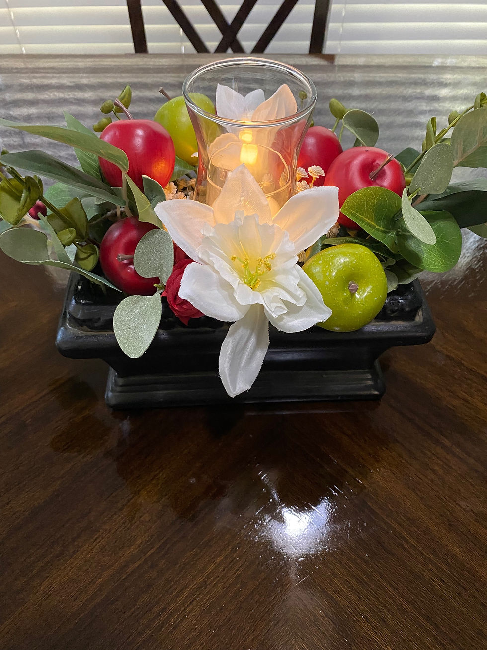 Thumbnail: “Apple Blossoms” Home Centerpiece with LED candle and candle holder