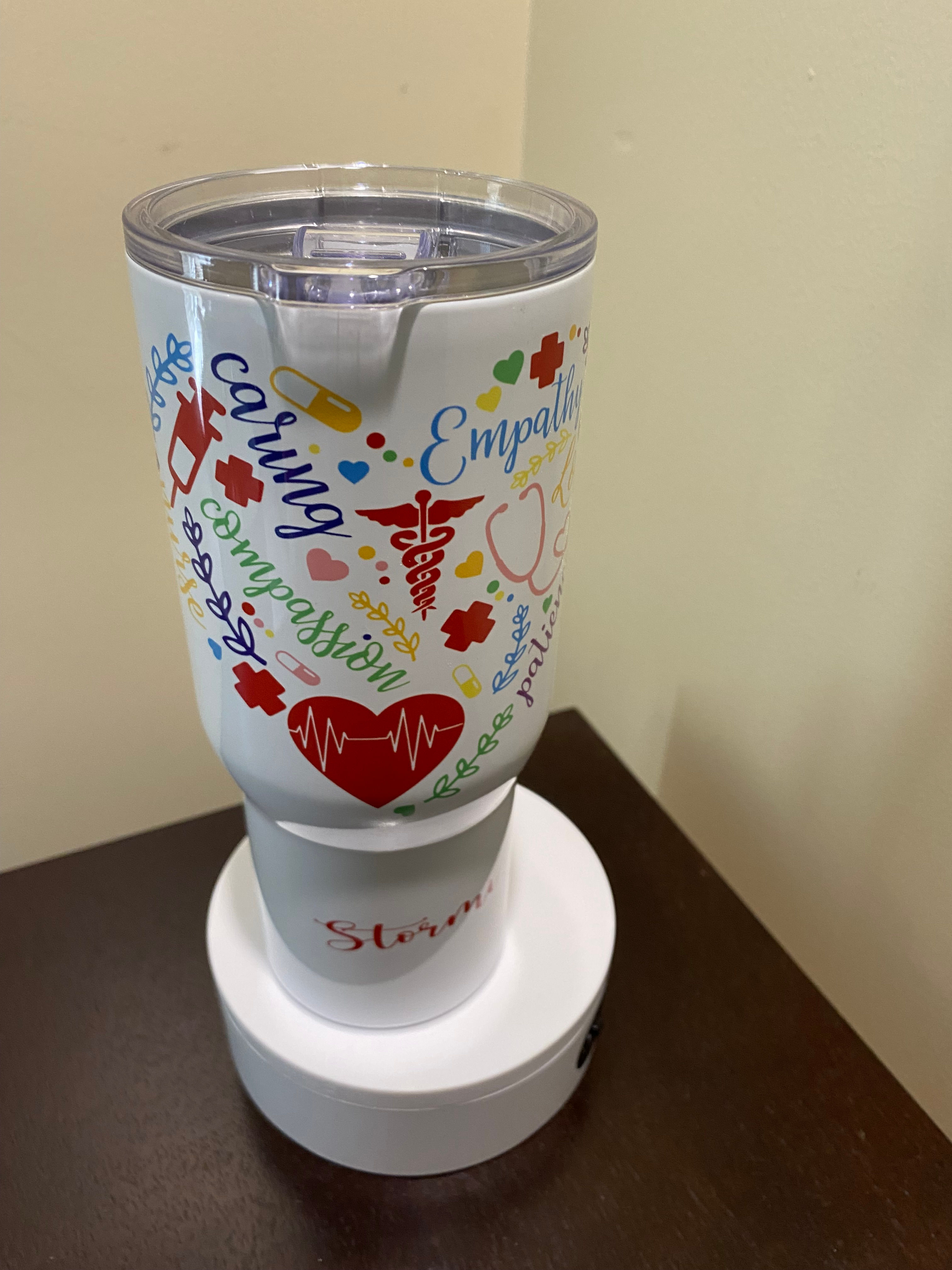 40oz Nurse tumbler w/handle. Add a name for personalization