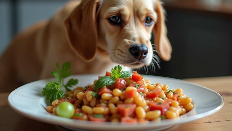 Close-up de un plato con comida saludable para perros