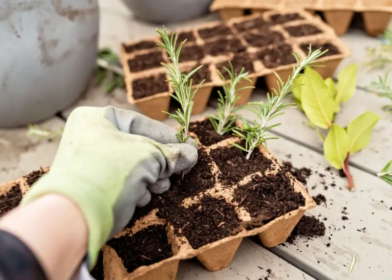 Seedlings grown in biodegradable coir trays using coco coir growing medium