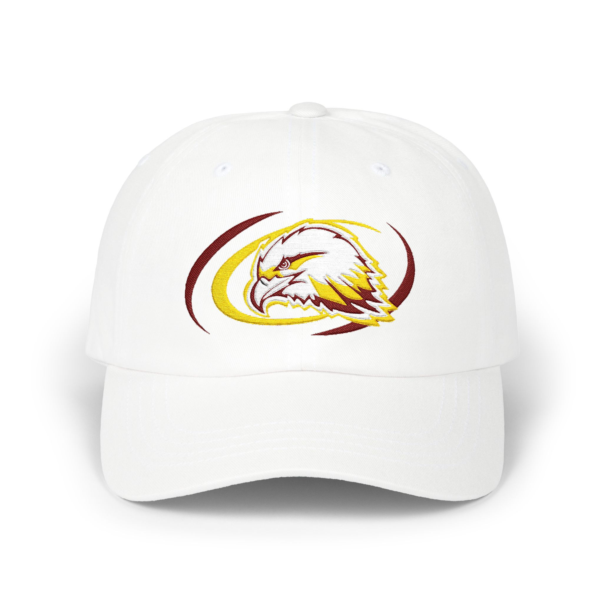 Eagle Logo Classic Dad Cap — Embroidered White Baseball Hat