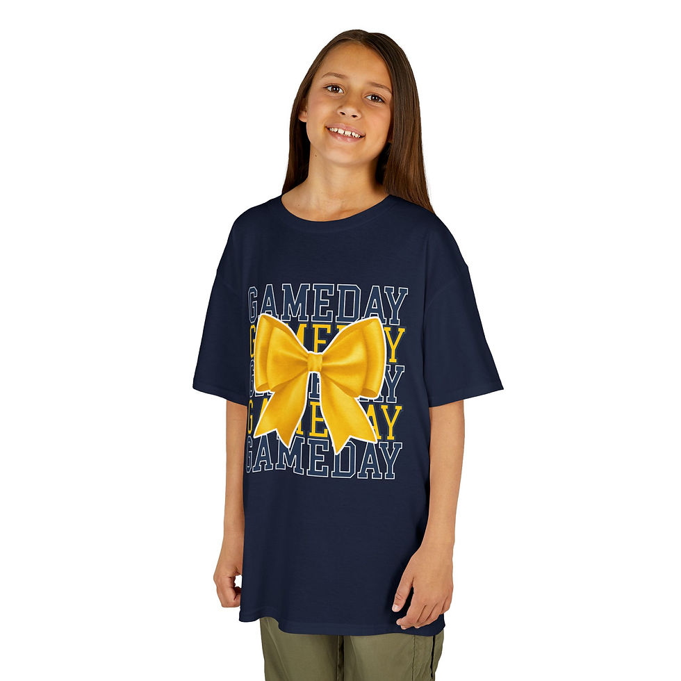 Thumbnail: Kids Gameday T-Shirt — Yellow Cheer Bow Sports Tee