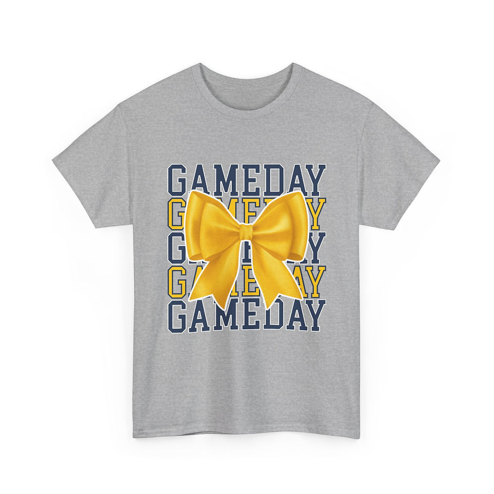 Thumbnail: Gameday Cheer T-Shirt — Yellow Bow Football Fan Tee