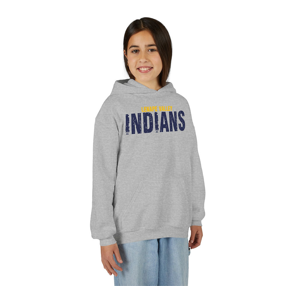 Thumbnail: Youth Indians Hooded Sweatshirt – Distressed School Spirit Hoodie