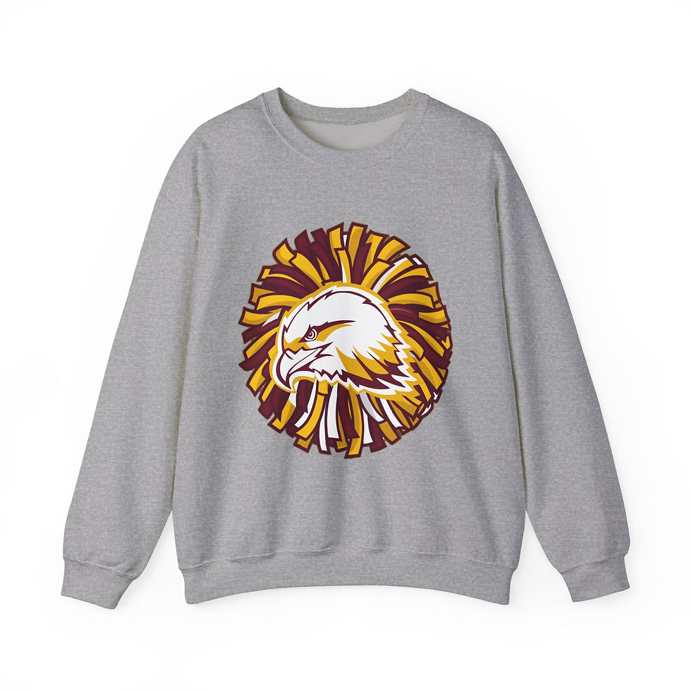 Thumbnail: Eagle Pom Pom Crewneck Sweatshirt — Cheerleader Mascot Graphic