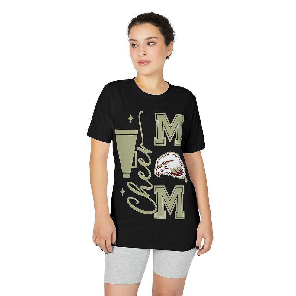 Thumbnail: Cheer Mom T-Shirt — Maroon Lettering & Eagle Mascot Cheerleading Tee