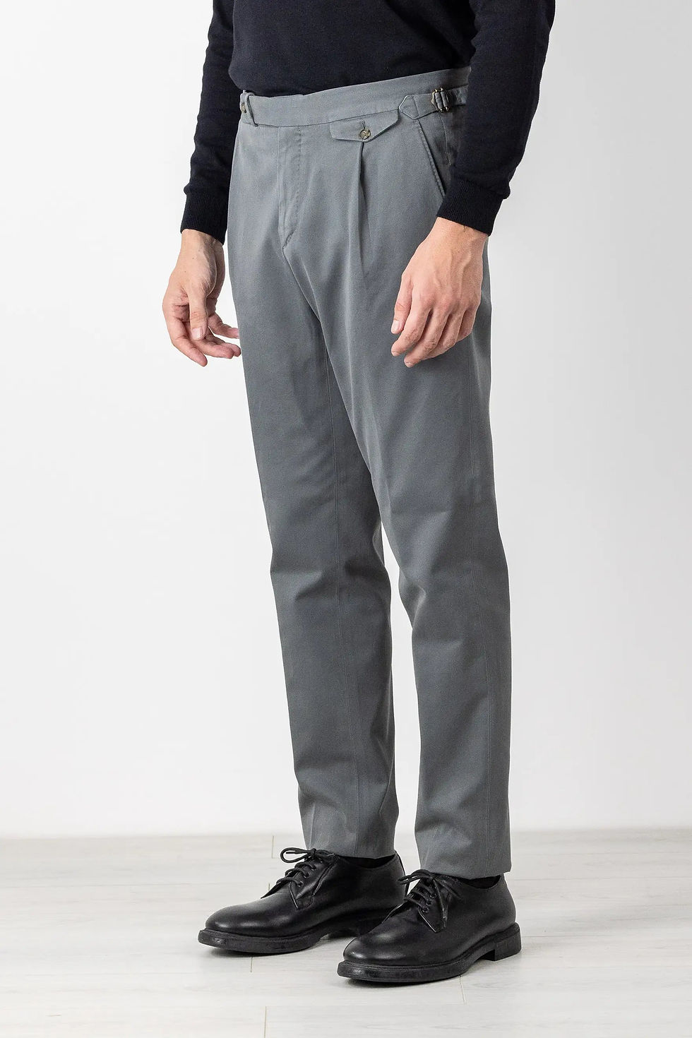 Thumbnail: Italian cotton chinos grey slight side view