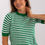 Thumbnail: Colorful striped blouse with round neckline and short sleeves