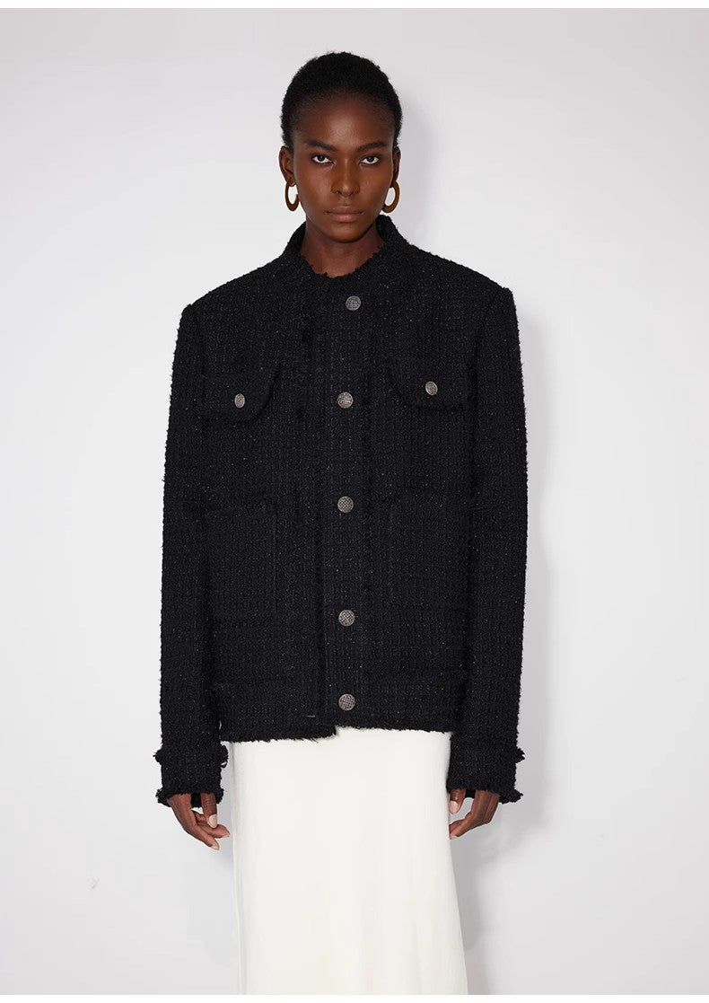 Thumbnail: Premium Wool Jacket black standing straight style