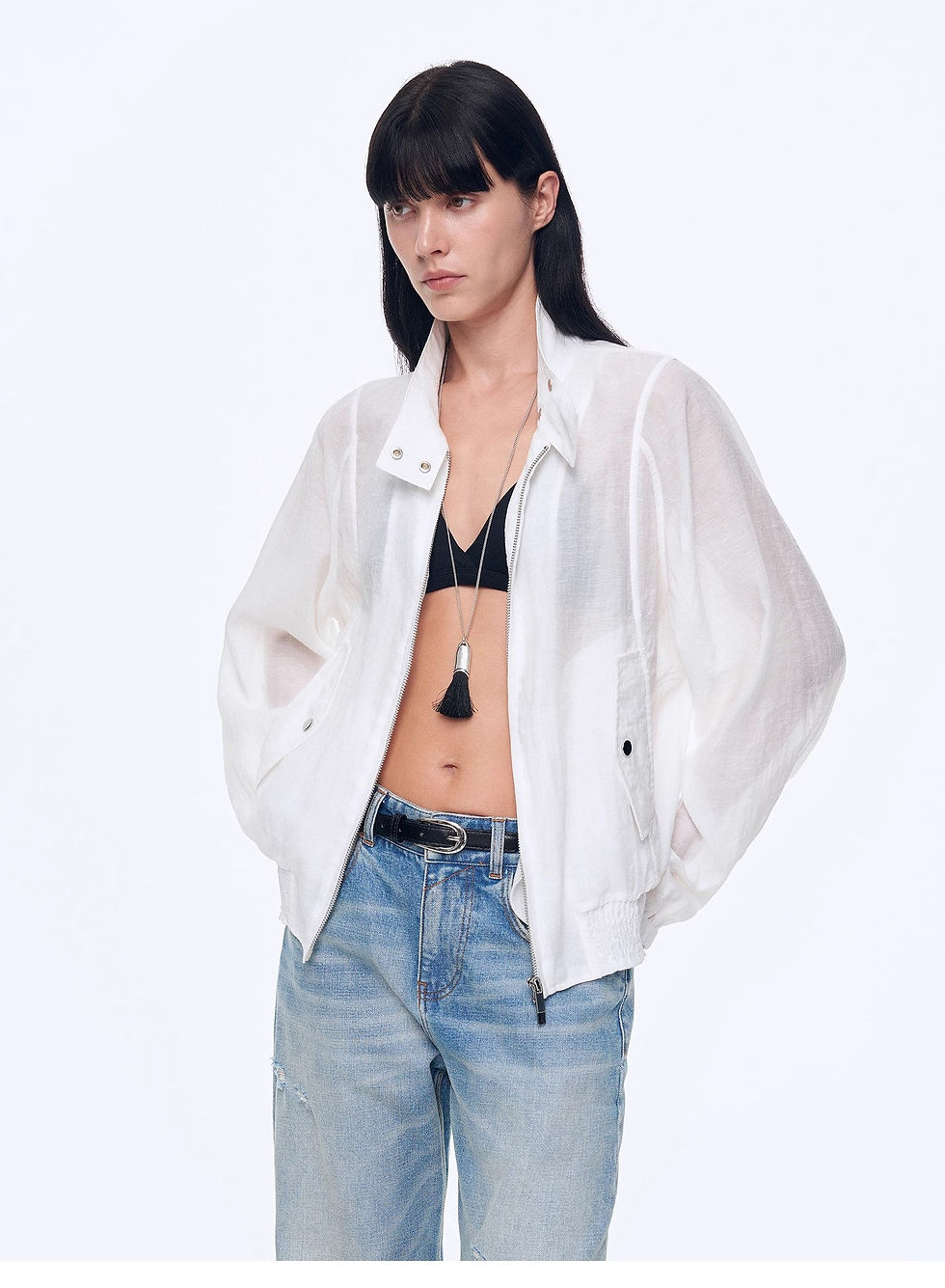Thumbnail: raglan sleeve jacket model in style front view