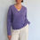 Thumbnail: front view purple - V-neck wool sweater