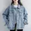 Thumbnail: front view on model -Premium Denim Jacket for Women