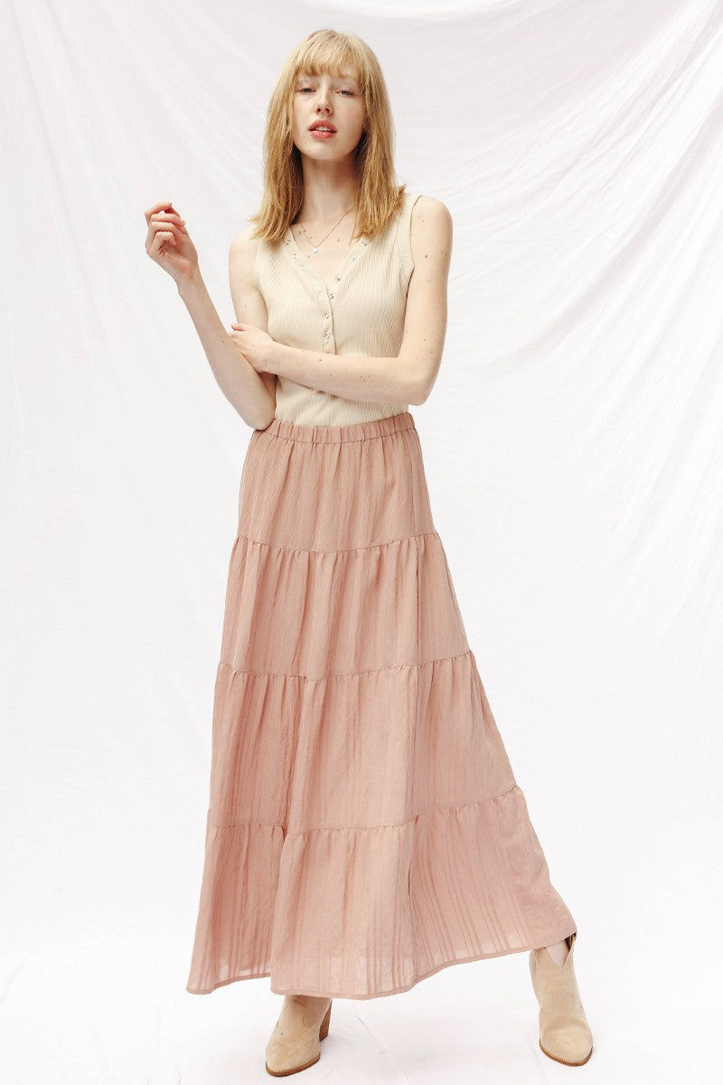 Thumbnail: front view -Tiered Maxi Skirt