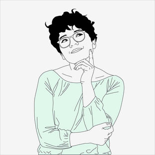 Illustration, Frau, nachdenklich, Wissenschaft, Vektor
