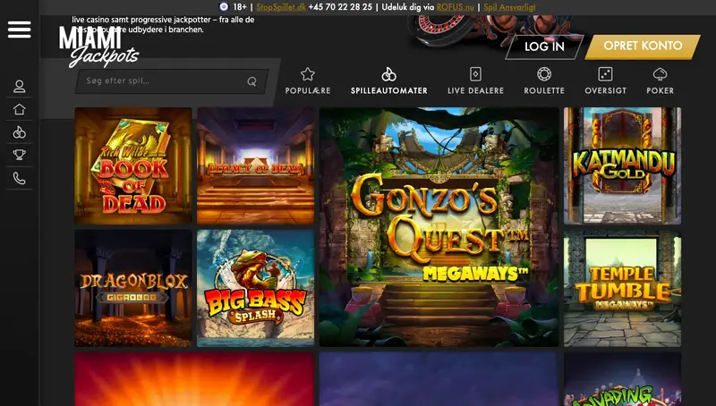 Miami Jackpots spiludvalg