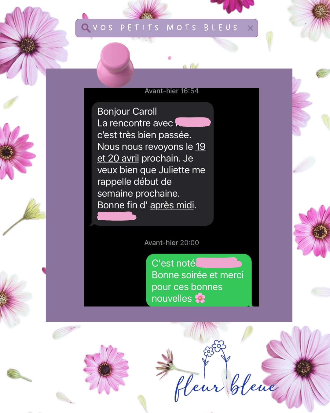 Échange SMS anonymisé
