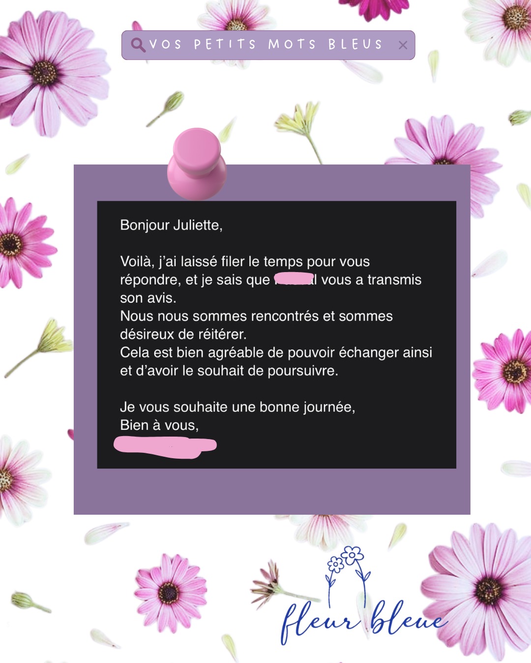 Échange SMS anonymisé