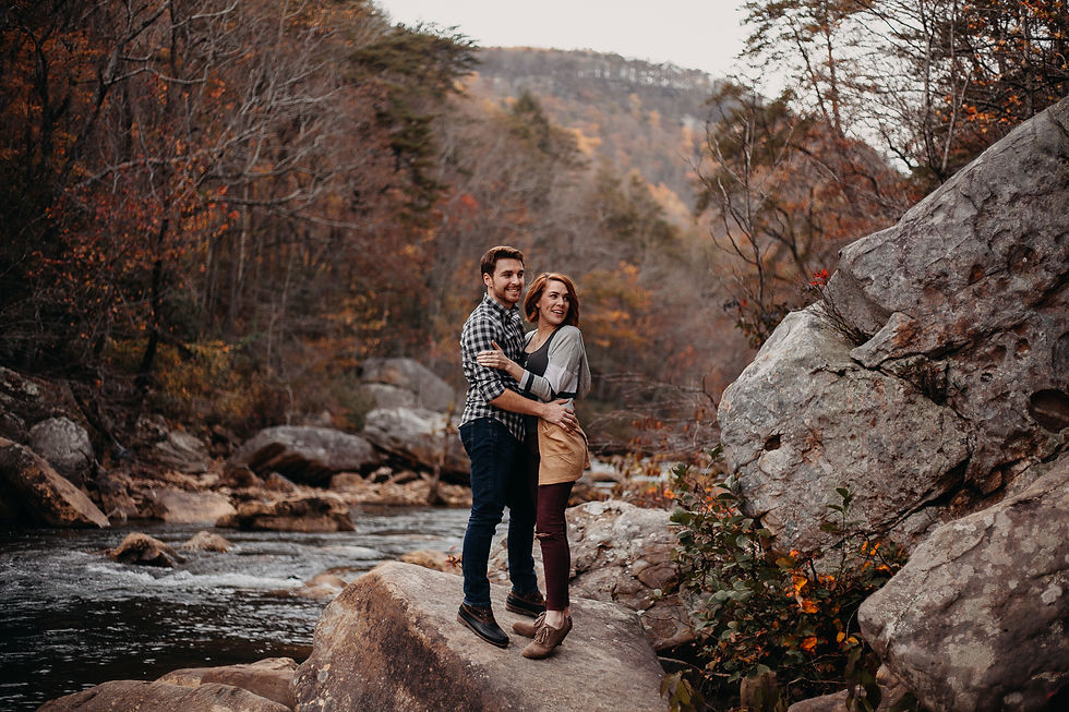 Engagement photo shoot at a creek