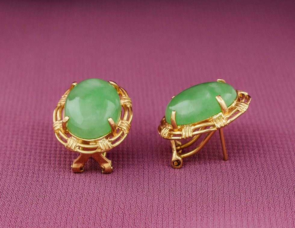 14k yellow gold jade earrings