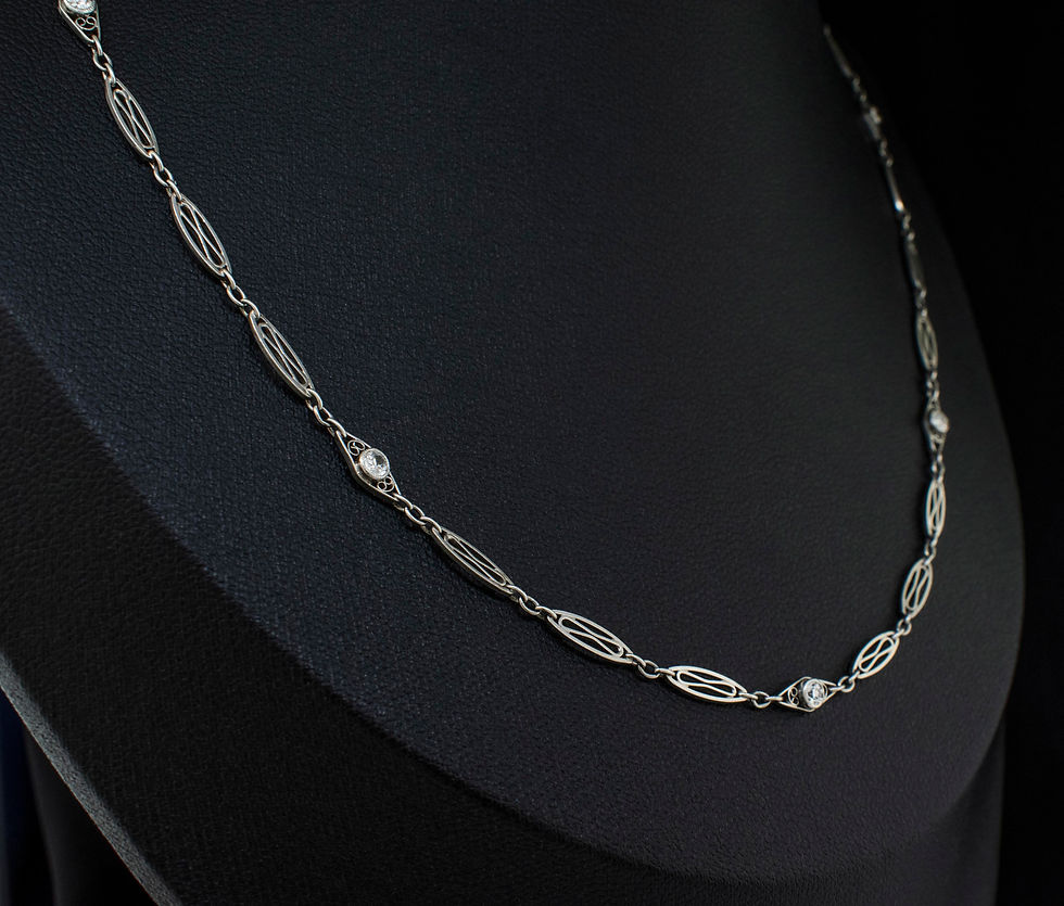 Thumbnail: Platinum and White Gold Diamond Antique Necklace