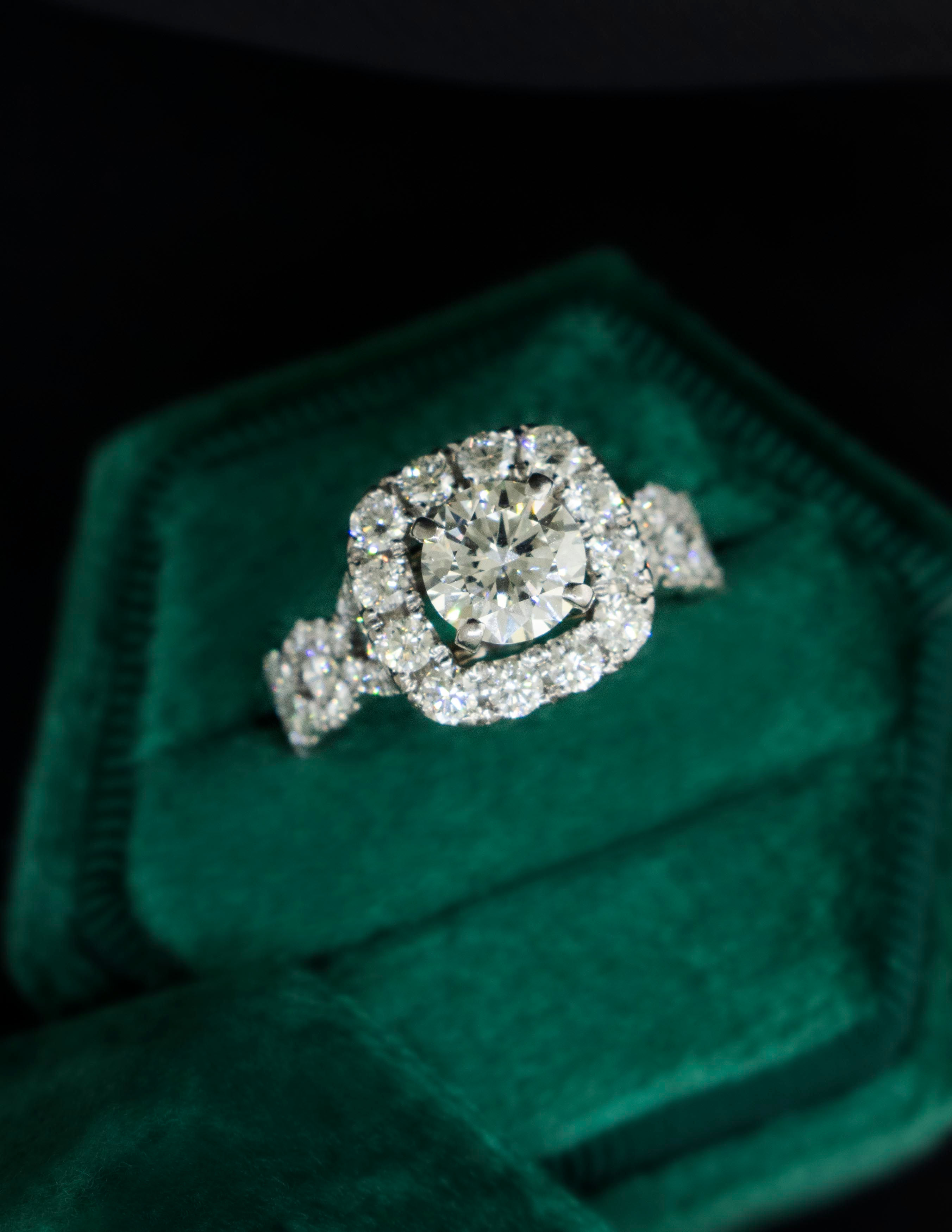 14K White Gold Diamond Halo Ring