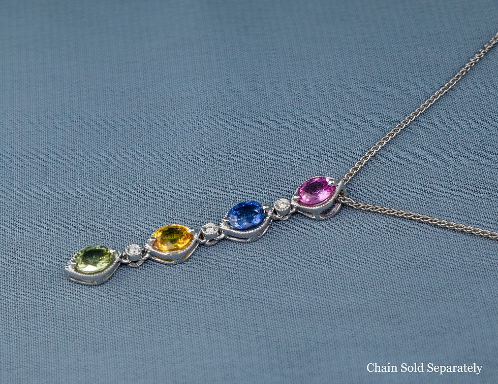 14k White Gold Sapphire and Diamond Pendant