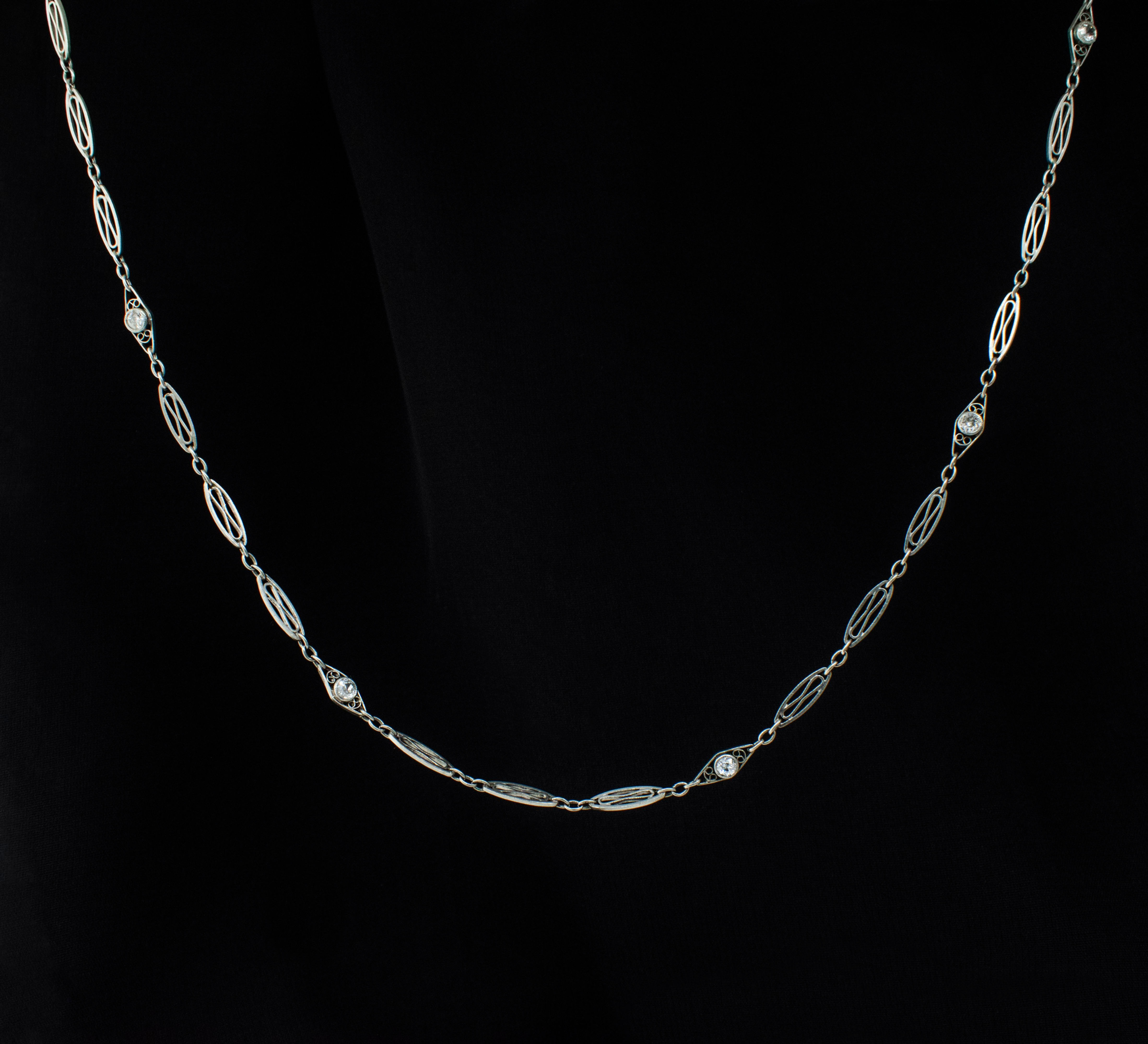 Platinum and White Gold Diamond Antique Necklace