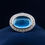 Thumbnail: 14k White Gold Blue Topaz Ring with Diamond  Halo