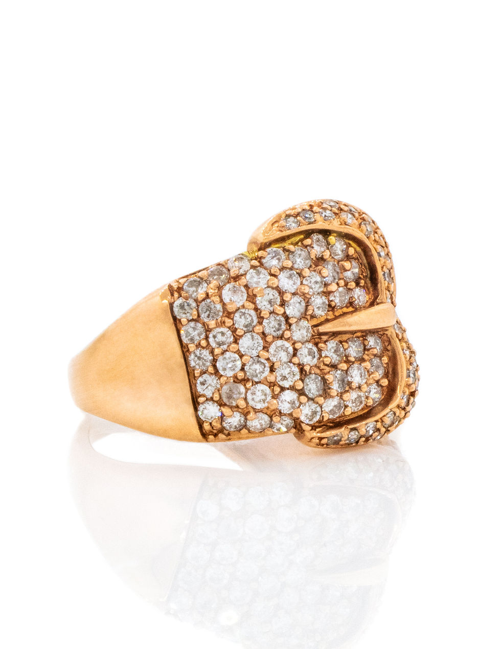 Rose Gold Diamond Buckle Ring side view