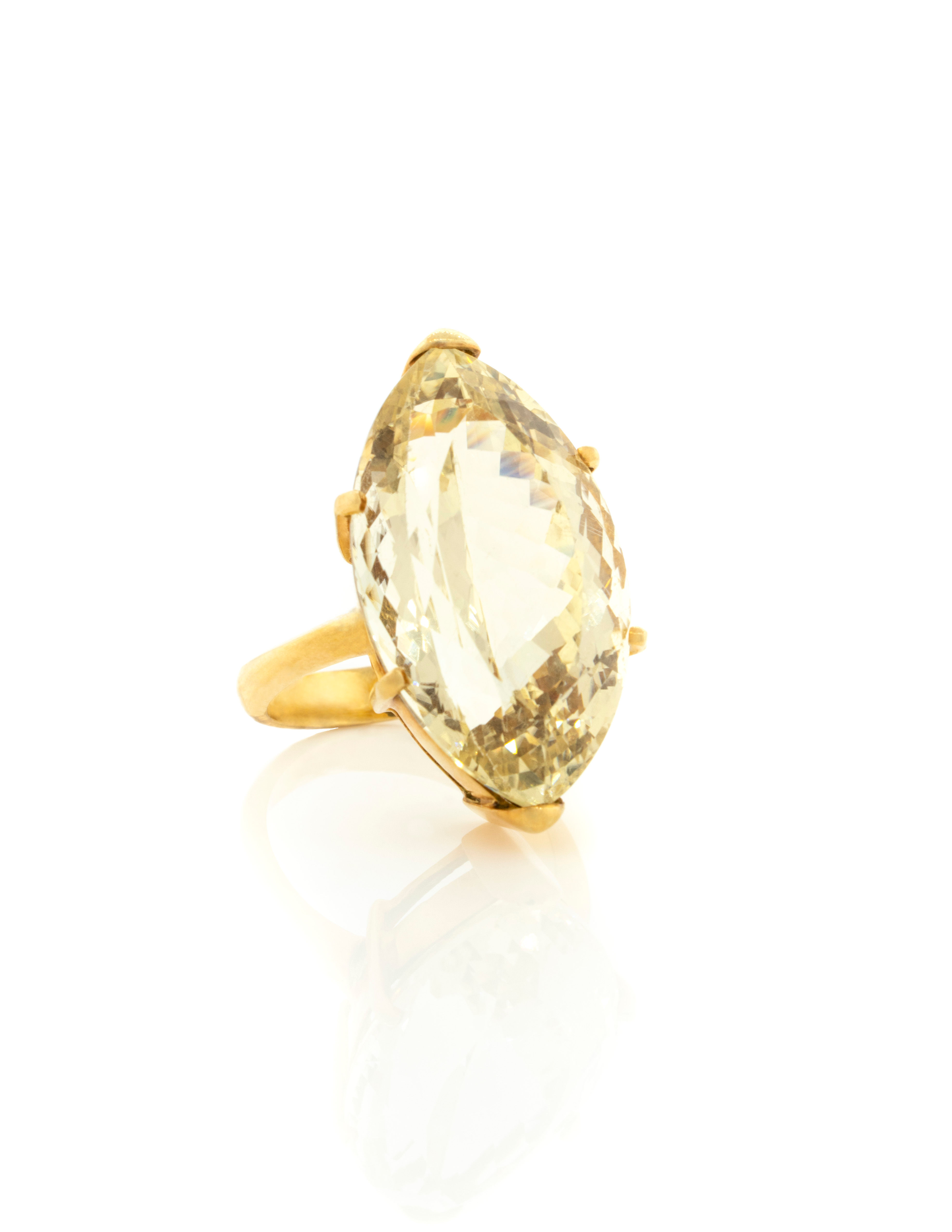 18K Yellow Gold Lemon Quartz Ring