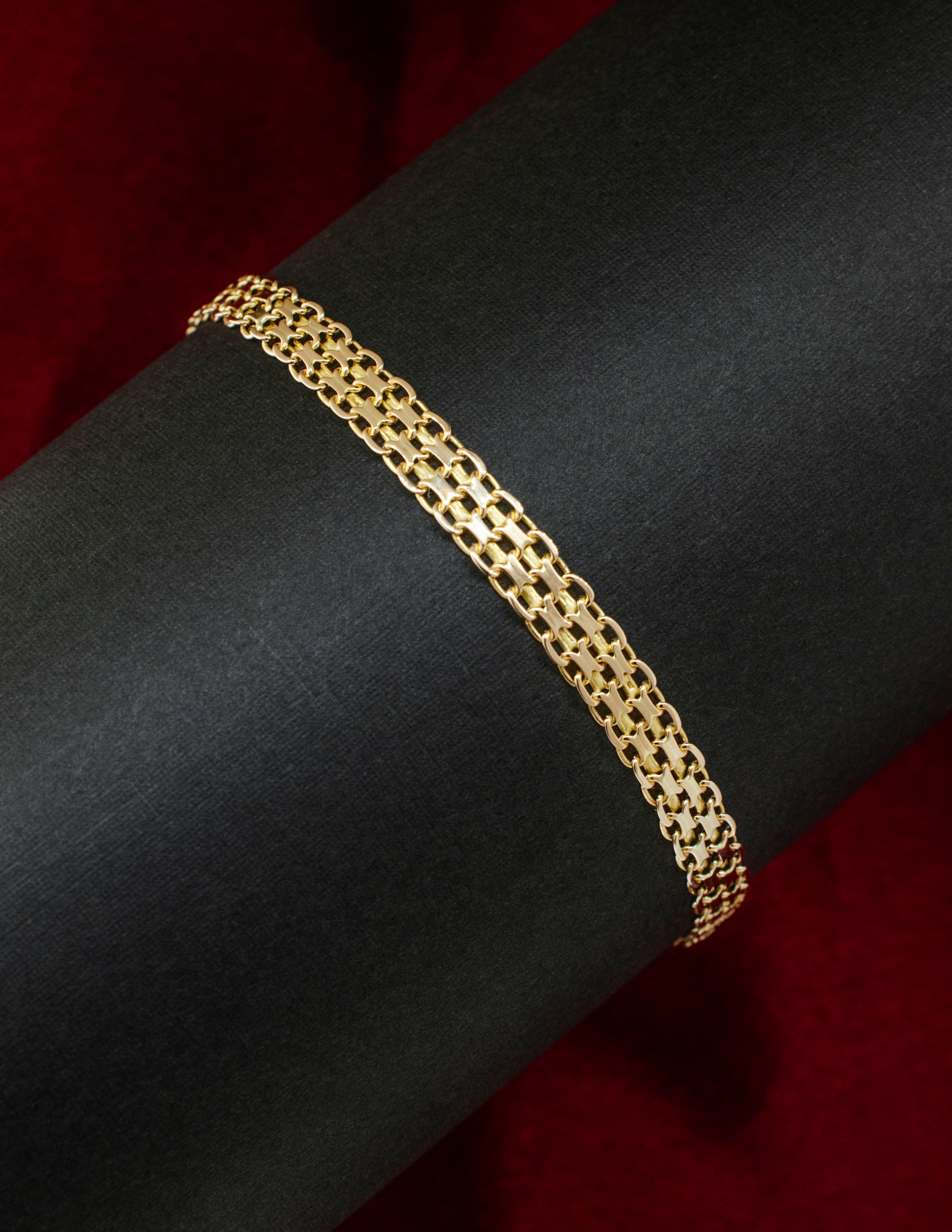 14k Yellow Gold Brick Style Bracelet