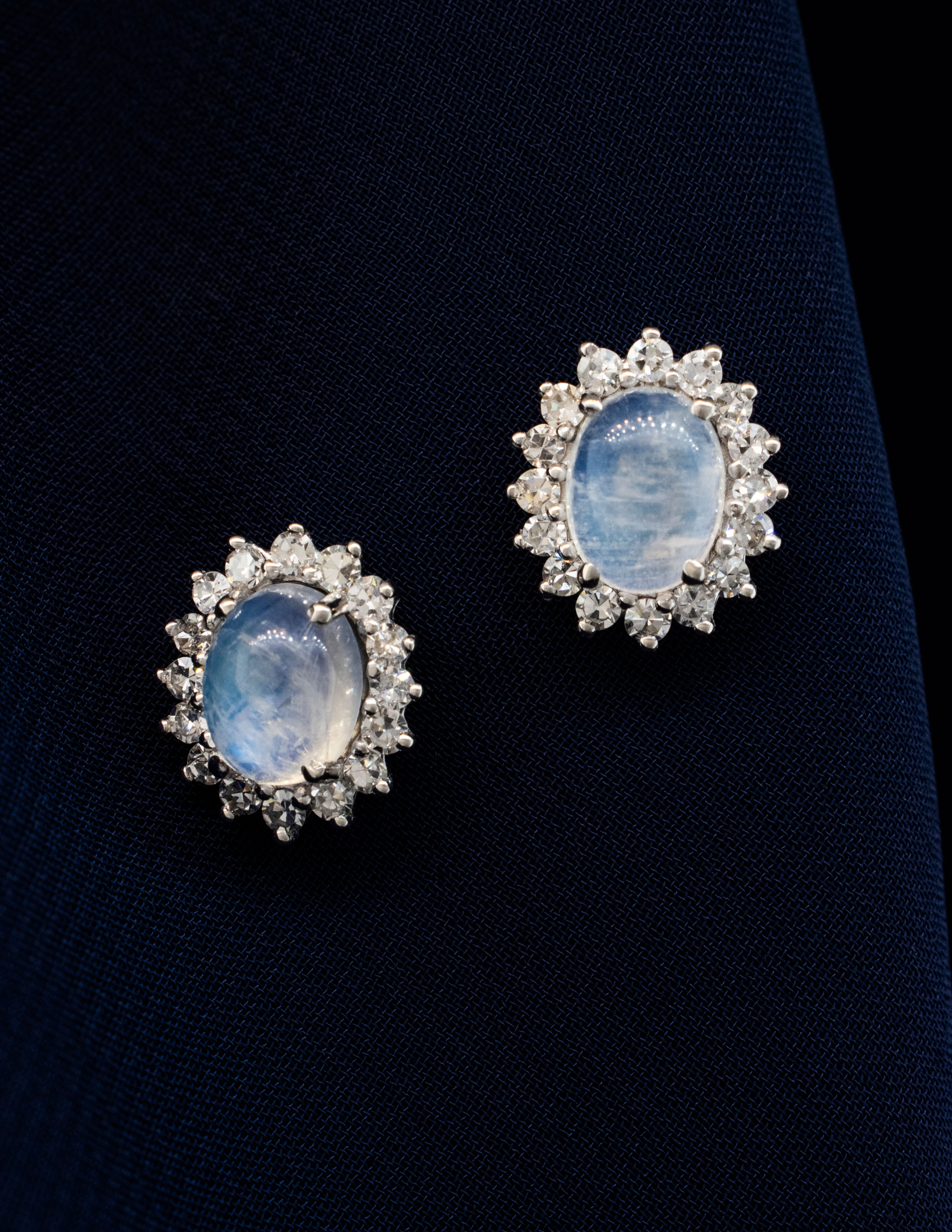 white gold Moonstone and diamond earrings