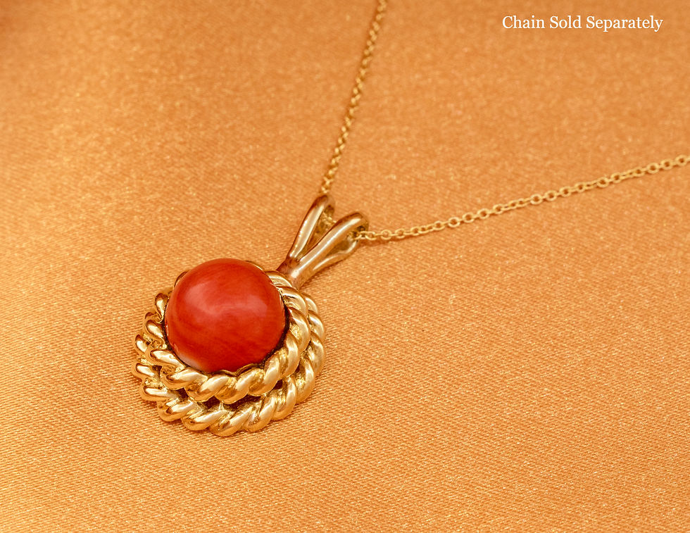18K Yellow Gold Coral Pendant