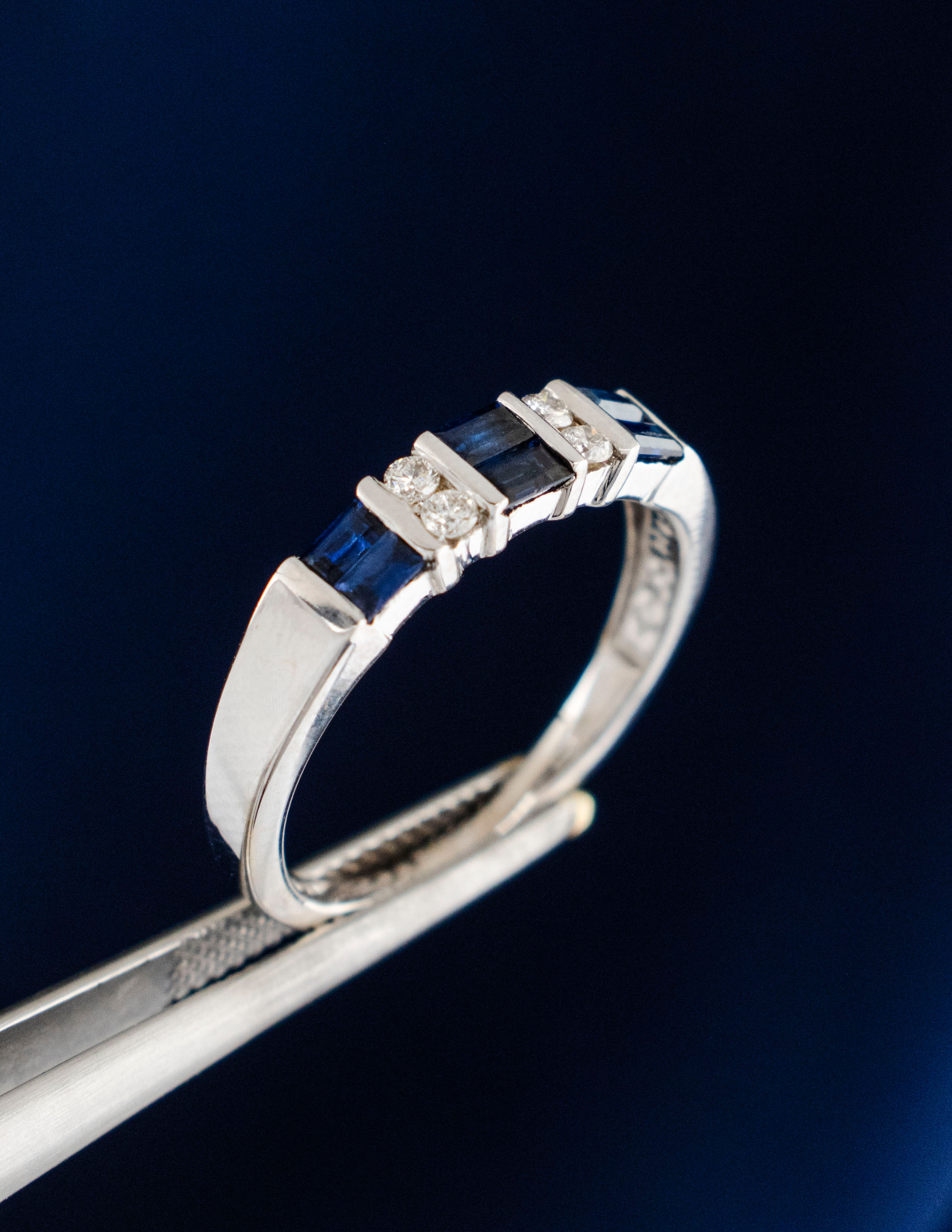 14K White Gold Sapphire and Diamond Band