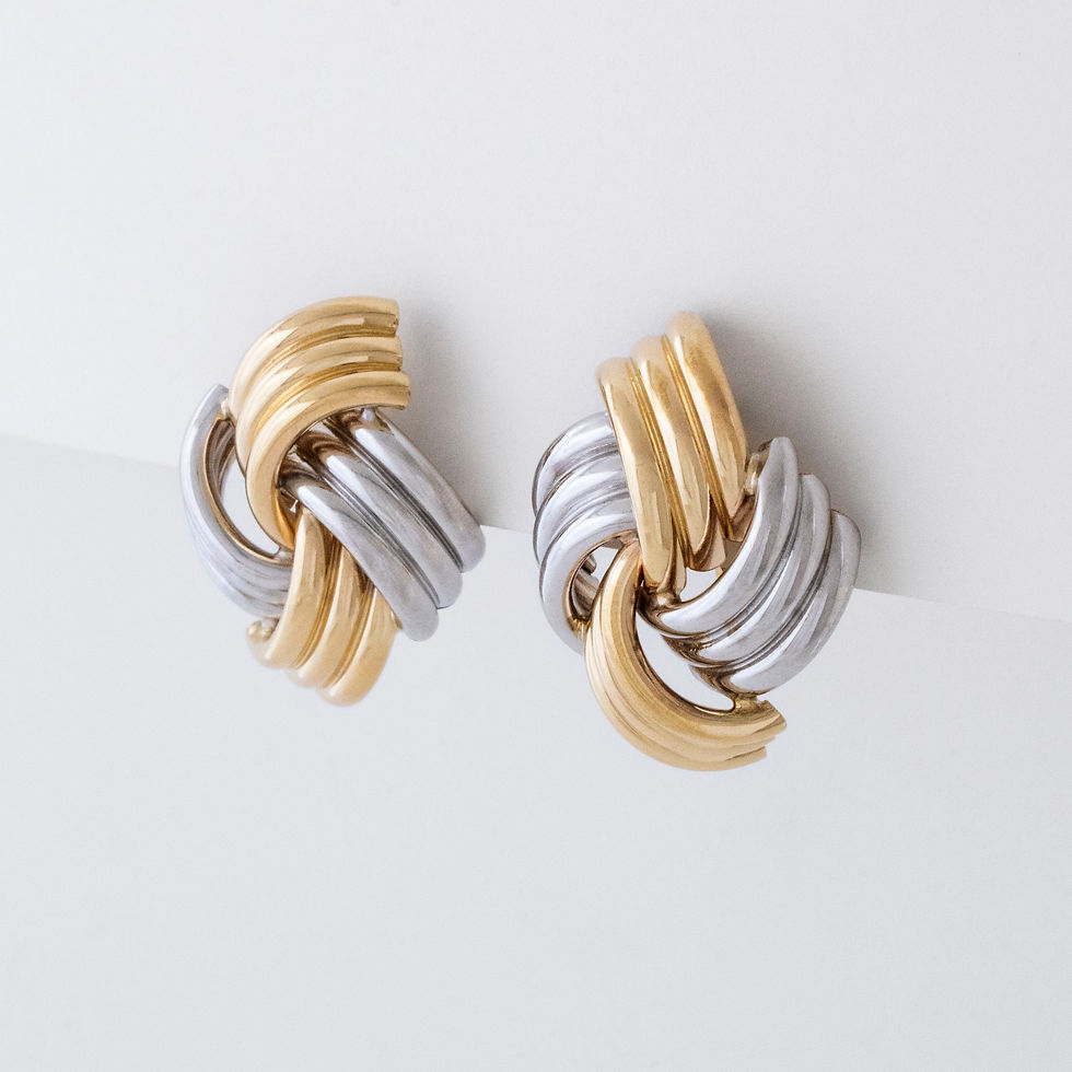 two-tone gold vintage knot earrings