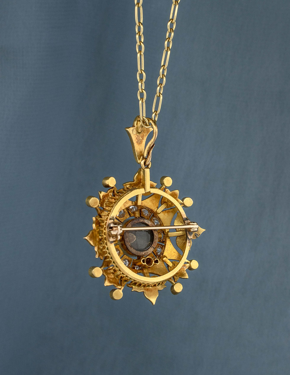 Thumbnail: 14k Yellow Gold Victorian Pearl and Diamond Necklace