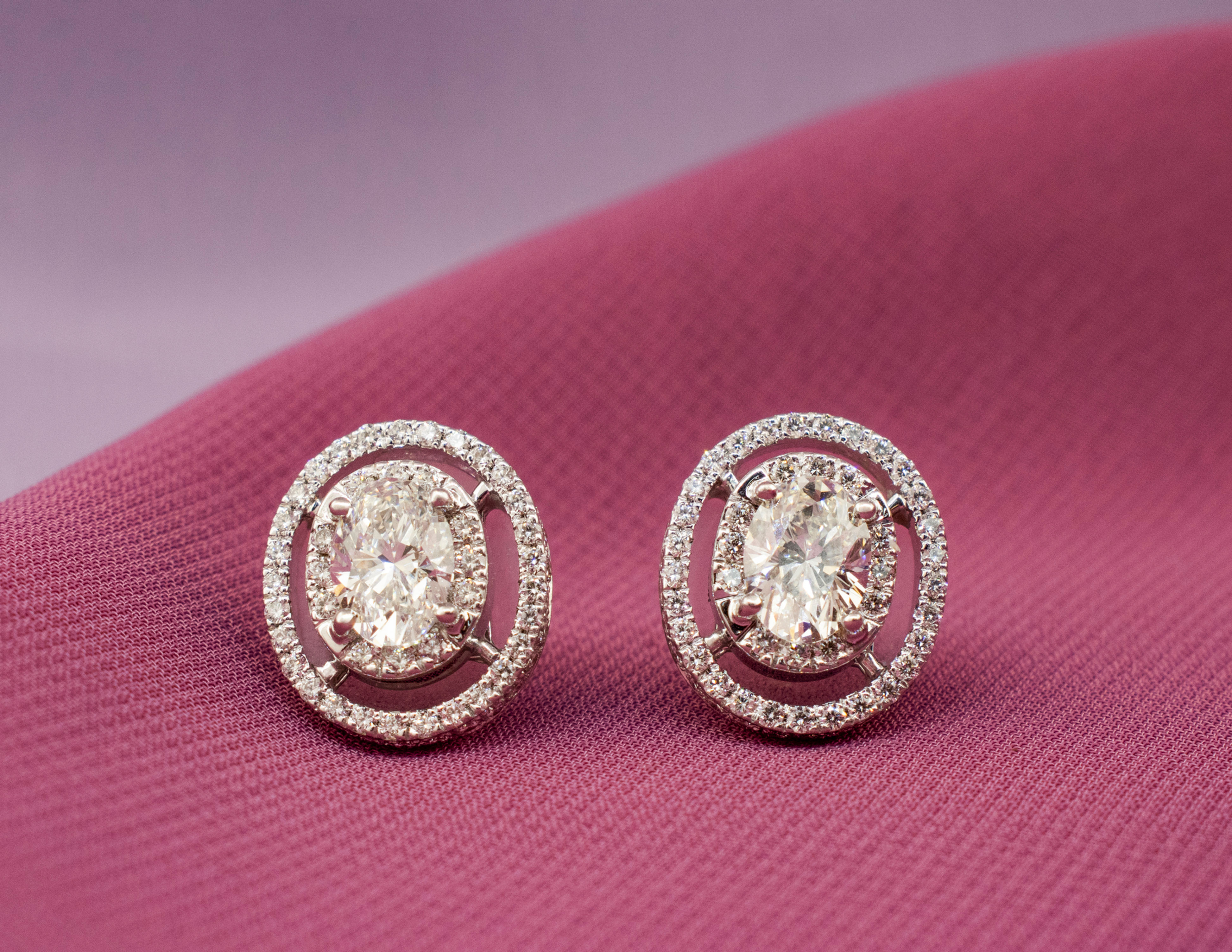 18K White Gold Double Halo Diamond Earrings