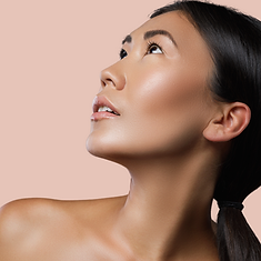 woman looking up to the side 