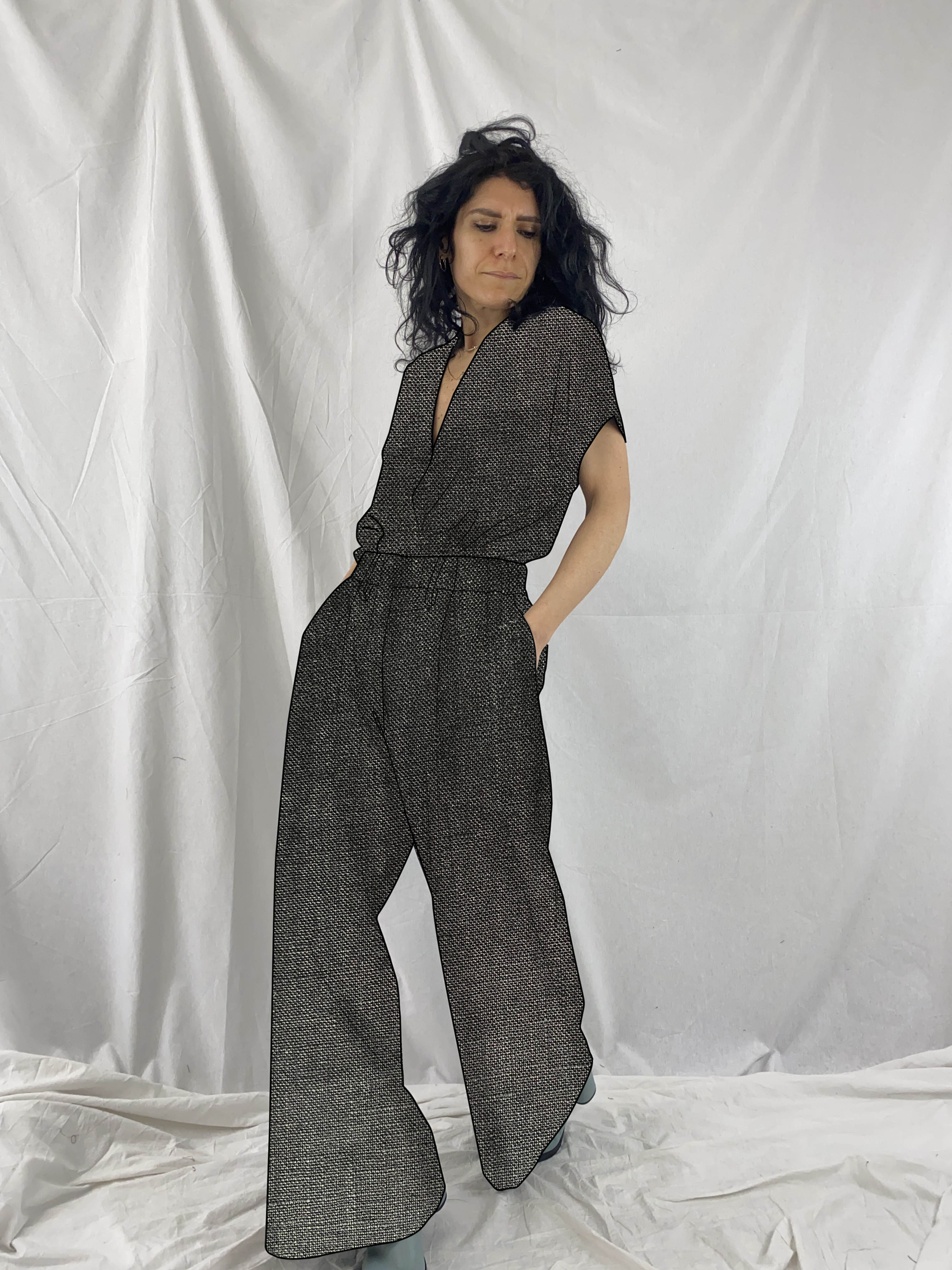 Pantaloni MAFALDA  in 100% lino nero